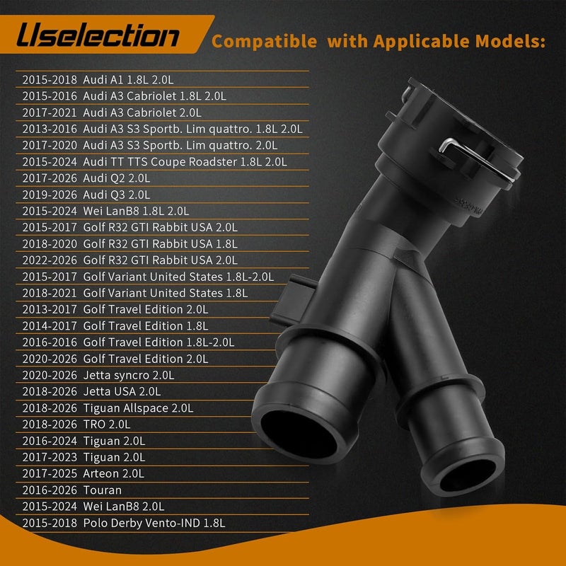 Uselection 5Q0122291AL Coolant Hose Connector Coupler Compatible with Audi TT A1 A3 VW Golf B8 5Q0122291DA 5QD122291AF - Image 4